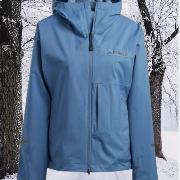 Adidas Terrex Multi Rain.rdy 2.5-Layer Rain Jacket - Steel - Women's Size XL NEW - Picture 2 of 12